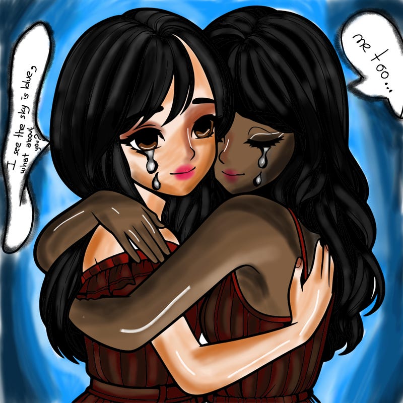 realistic girls hugging