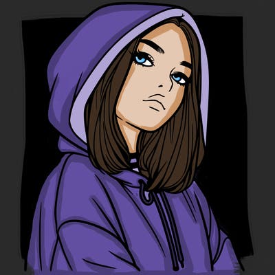 a realistic girl in a hoodie
