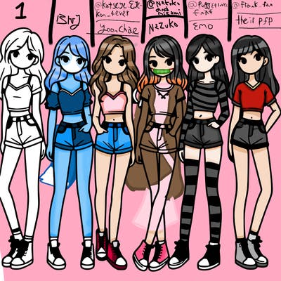 a group of girls wearing crop tops and shorts