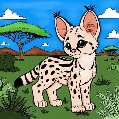 serval in a savanna