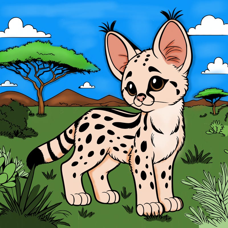 serval in a savanna