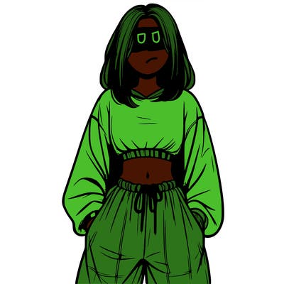 realistic girl faceless with baggy pants and a crop top