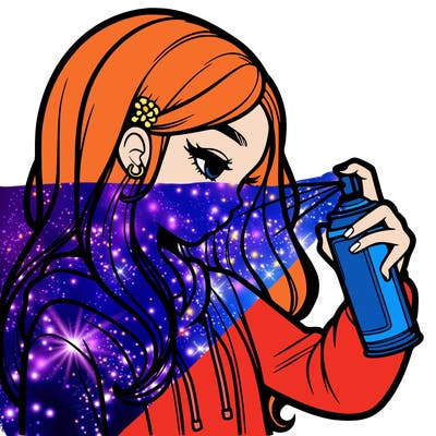 a realistic girl spray painting