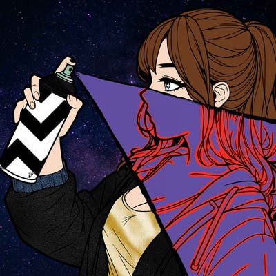 a realistic girl spray, painting