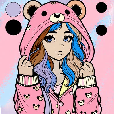 realistic girl in a animal pjs hoodie