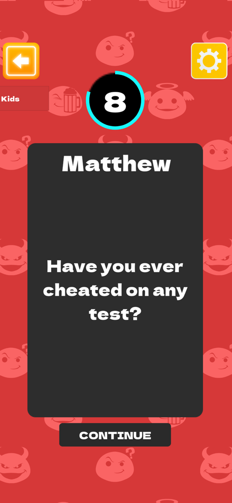 Lie Detector Test - Truth Dare - Interface do aplicativo Verdade ou Desafio mostrando um cartão de pergunta de verdade perguntando Você já trapaceou em algum teste