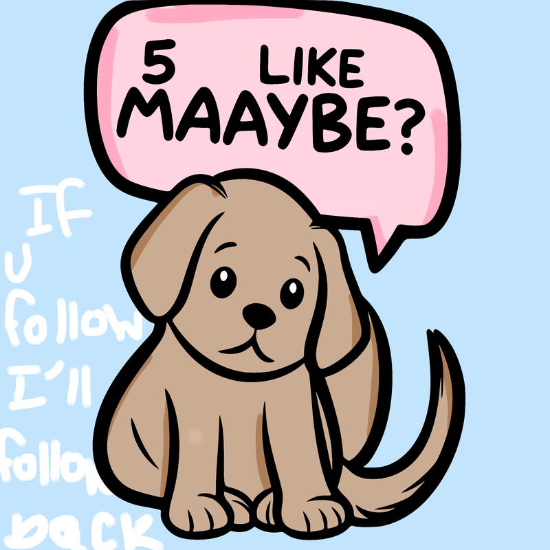 a puppy that says 5 like maybe