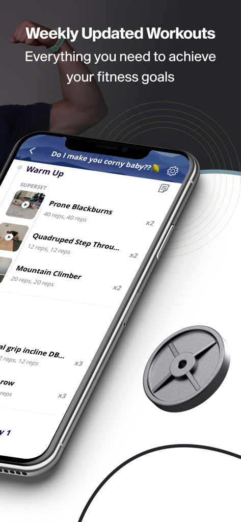 Citizen Athletics v2 - Screenshot of Citizen Athletics v2 app showing a weekly updated workout plan with warm up exercises
