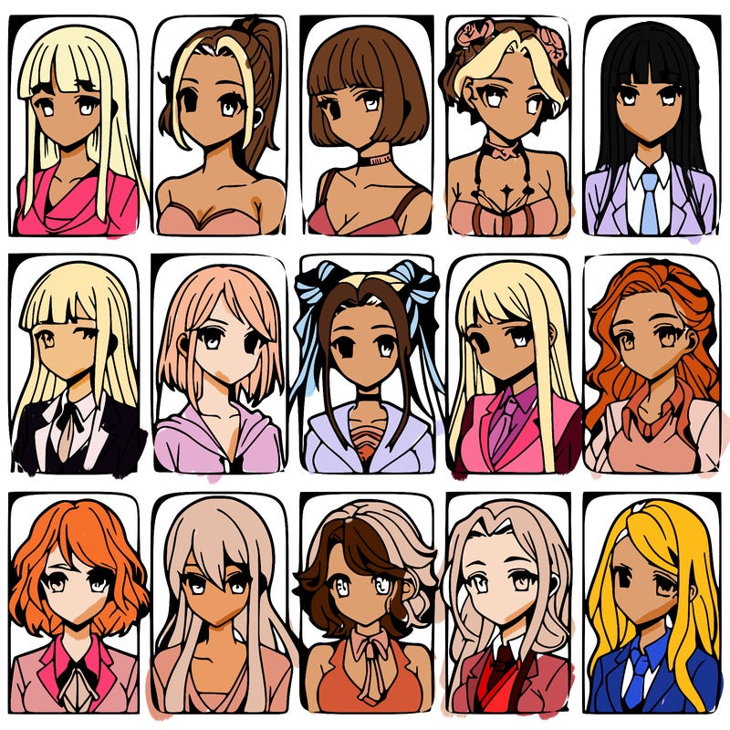 girls that look diffrent anime