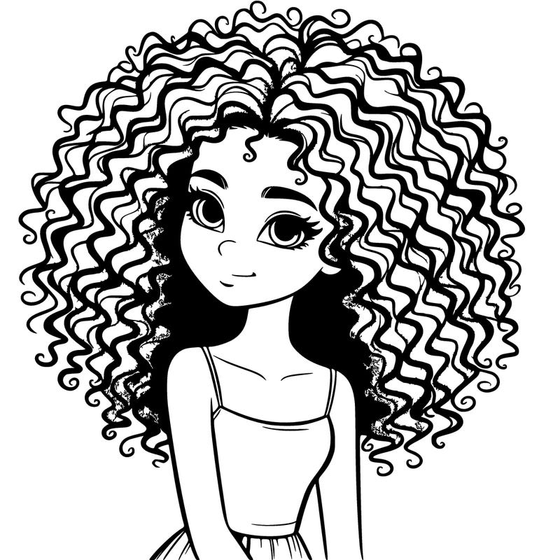realistic girl with curly hair