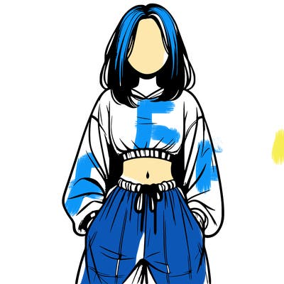 realistic girl faceless with baggy pants and a crop top