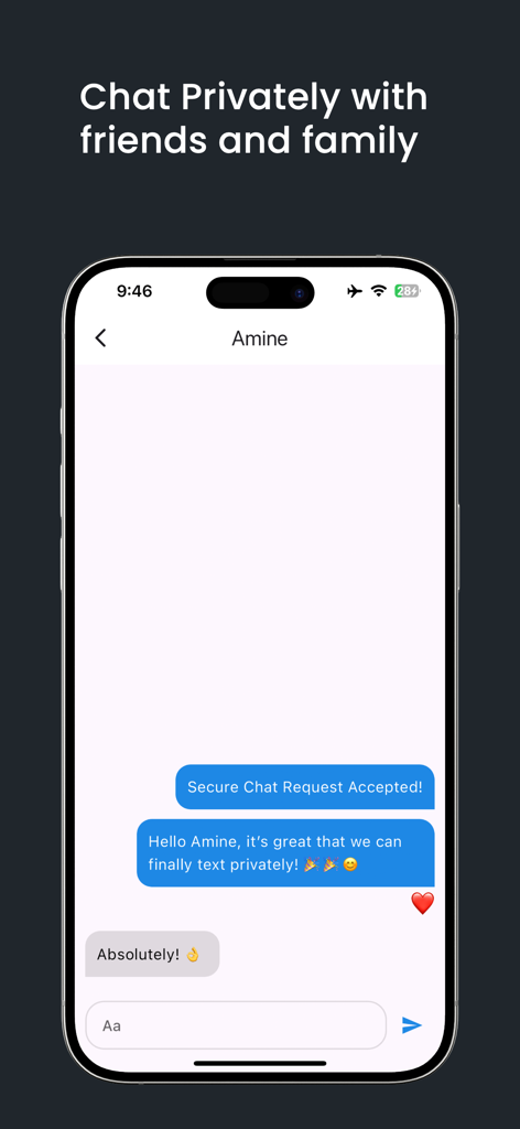 Cipher Chats - Cipher Chats app interface showing a secure private message exchange on an iPhone