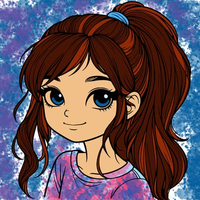 realistic girl with ponytail