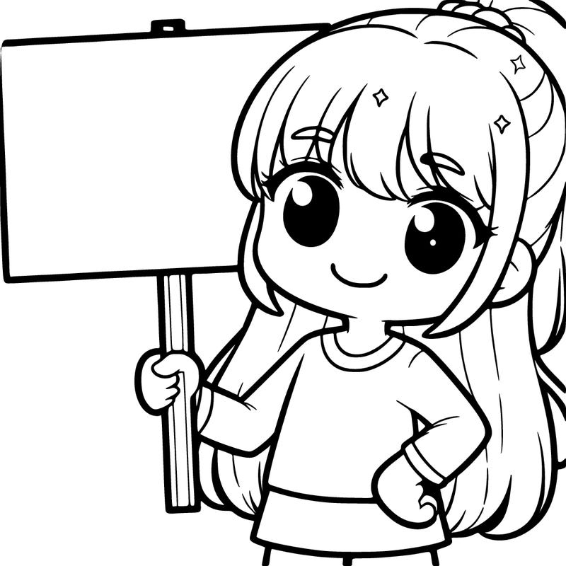 a girl holding a blank sign