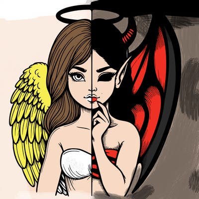 realistic angel half demon