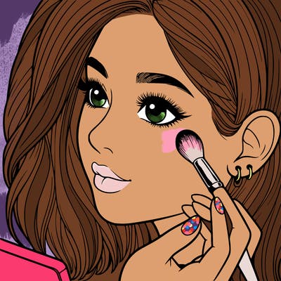 a realistic girl doing her makeup