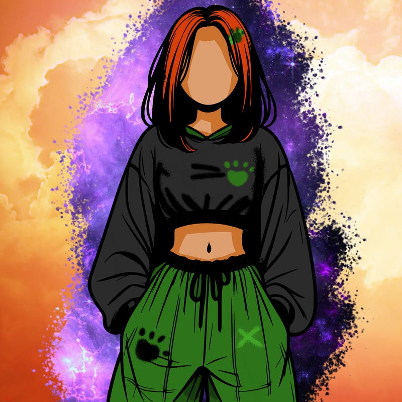 realistic girl faceless with baggy pants and a crop top