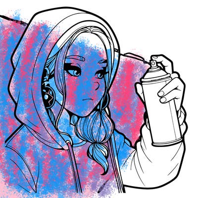 a realistic girl, spray painting