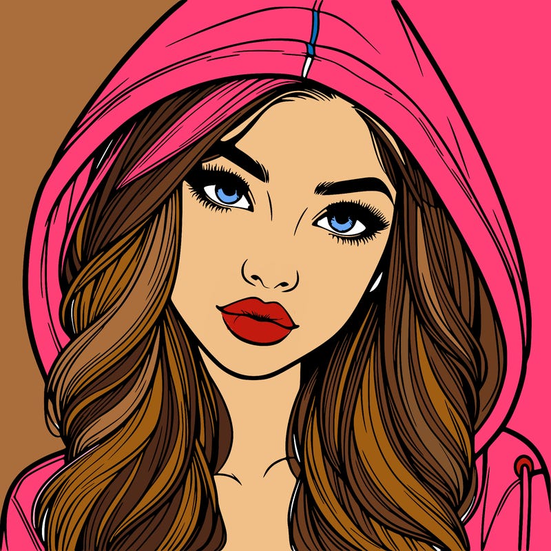 realistic beautiful girl with a hood on