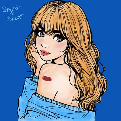 realistic girl with bangs looking over her shoulder