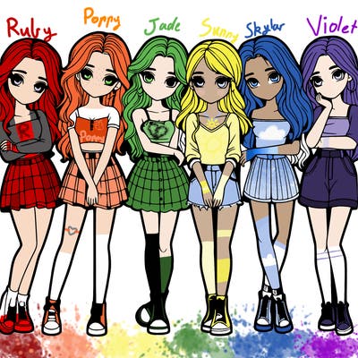 a group of girls realistic