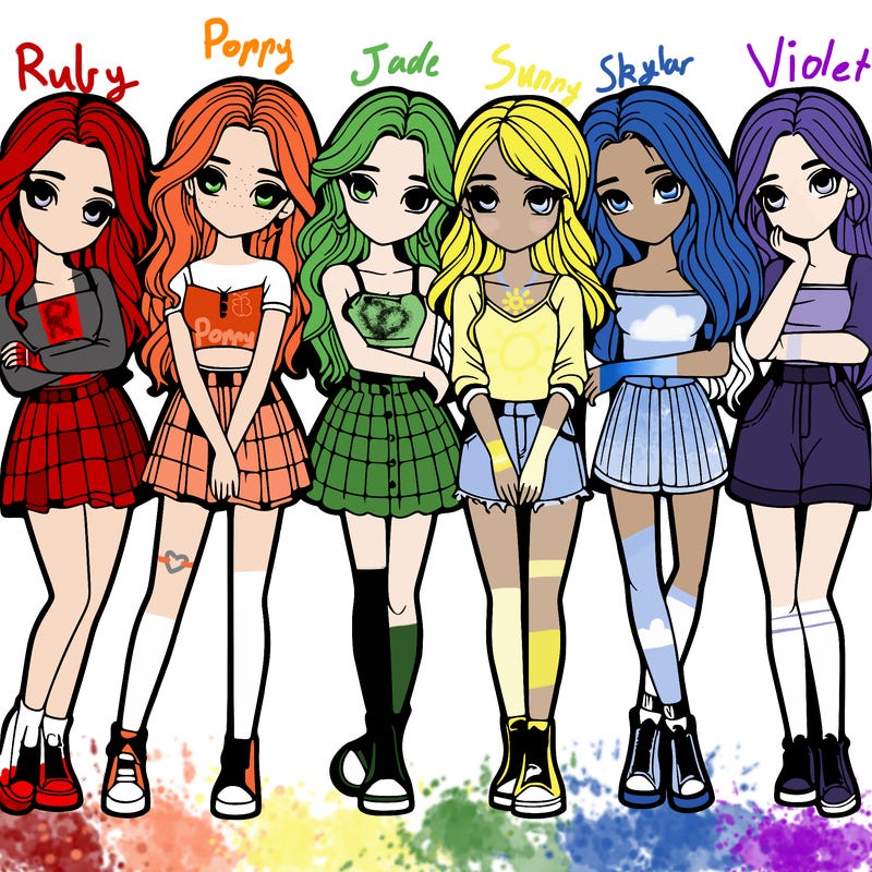 a group of girls realistic