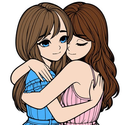 realistic girls hugging