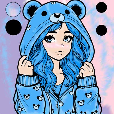realistic girl in a animal pjs hoodie