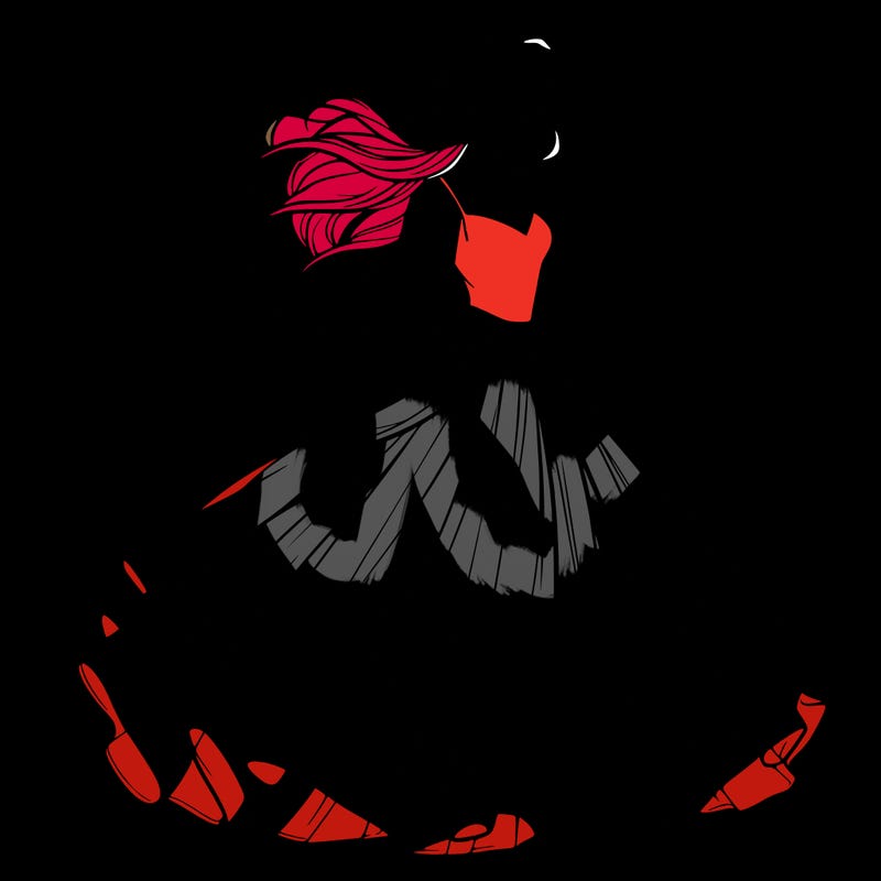 realistic woman with dress flowing in the wind