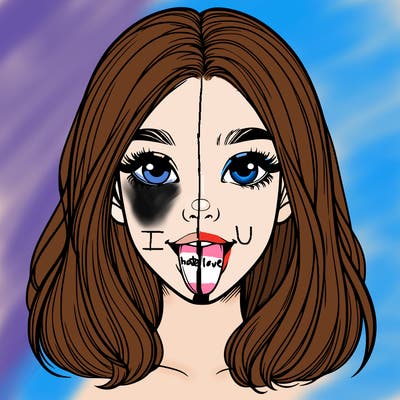 realistic girl with her tongue out