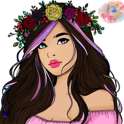 realistic girl with flower crown