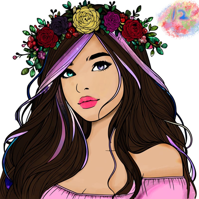 realistic girl with flower crown