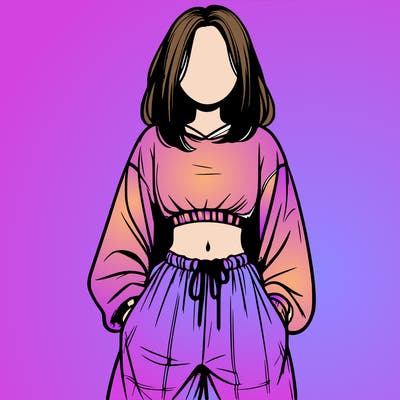 realistic girl faceless with baggy pants and a crop top