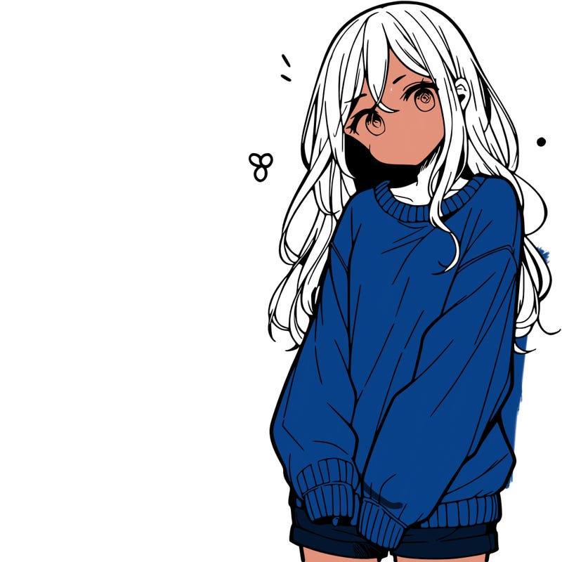 manga teen girl  in a sweater and baggy pants