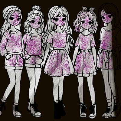 a group of five girls