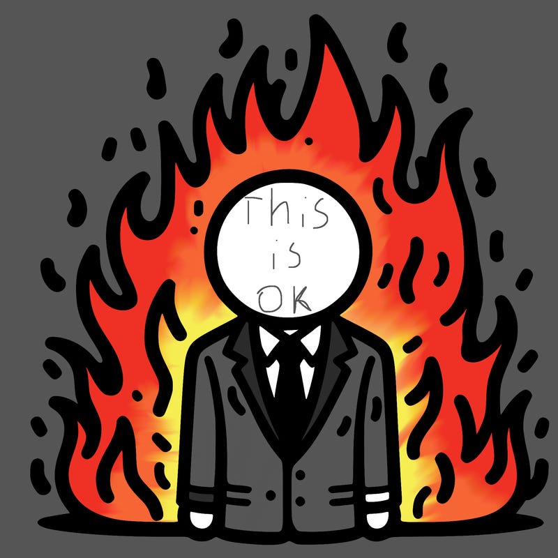 person in suit fire