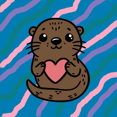 otter with a heart