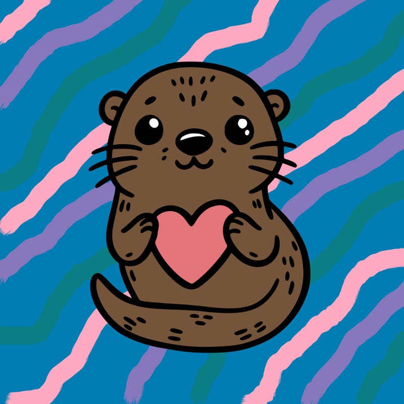 otter with a heart
