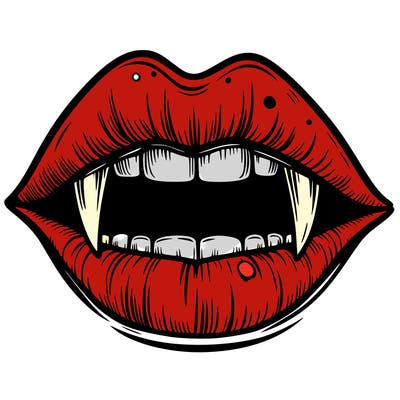 lips with vampire teeth