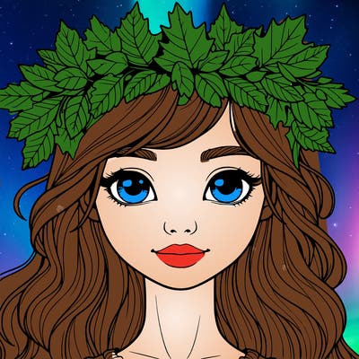 realistic girl with fall leaf crown