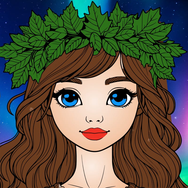 realistic girl with fall leaf crown