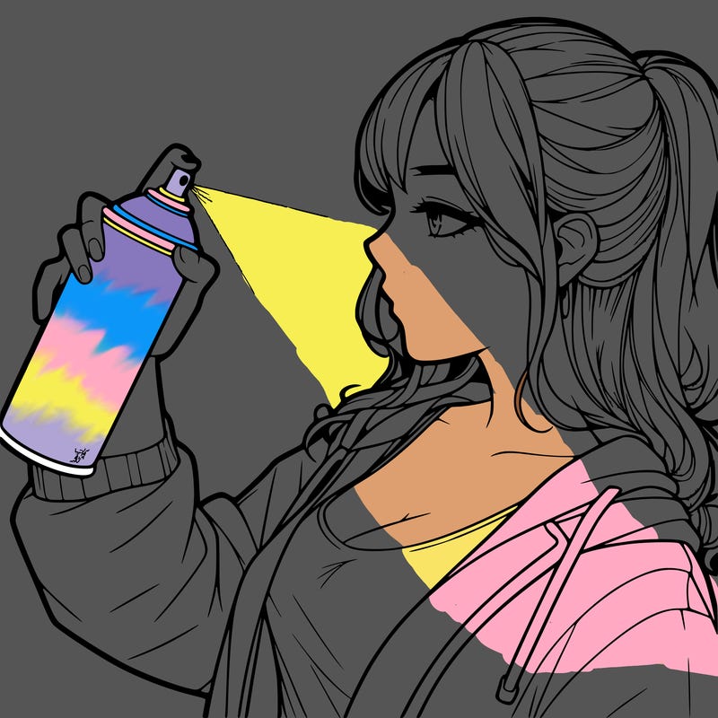 a realistic girl spray, painting