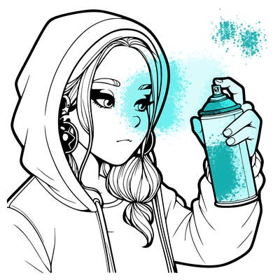 a realistic girl, spray painting