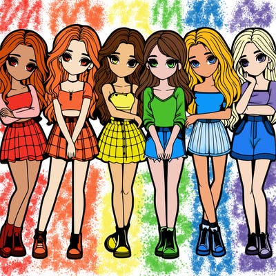 a group of girls realistic