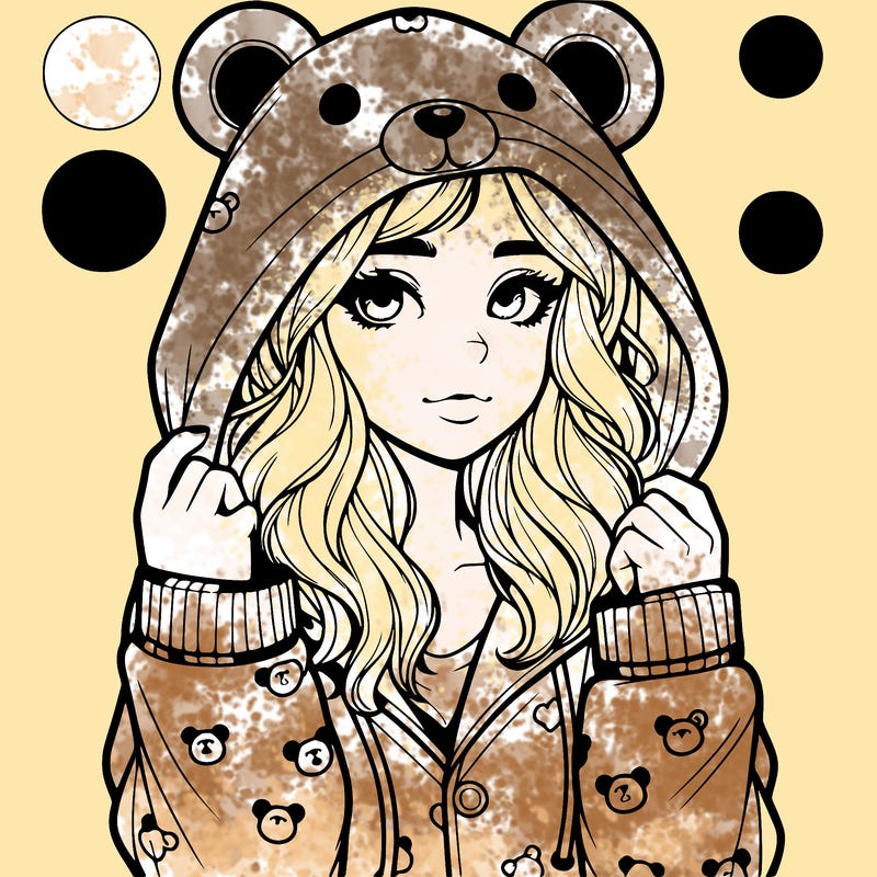 realistic girl in a animal pjs hoodie