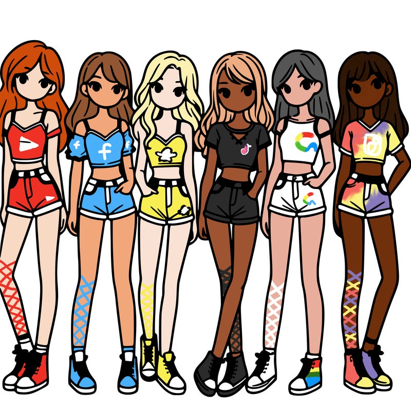 a group of girls wearing crop tops and shorts