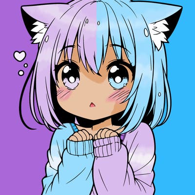 shy anime catgirl