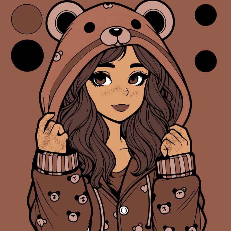 realistic girl in a animal pjs hoodie