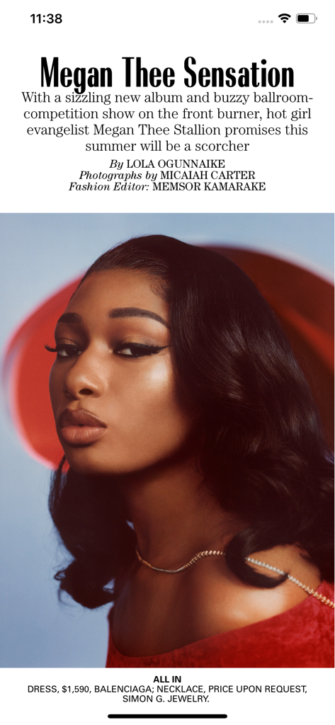 Marie Claire Magazine US - Marie Claire Magazine feature article on Megan Thee Stallion with fashion details