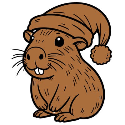 capybara with cristmas hat